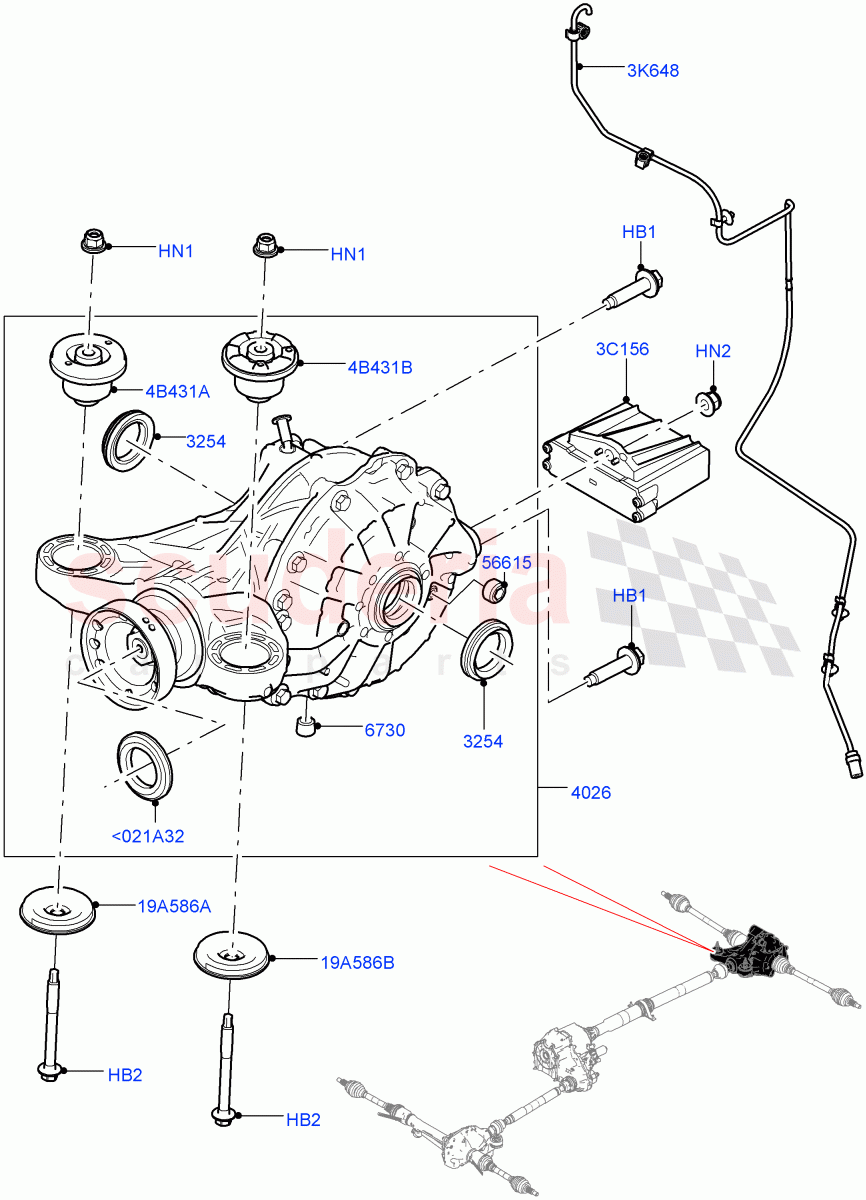 Rear Axle (Solihull Plant Build) (Rear Axle Open Style Differential) ((V) FROMHA000001) of Land Rover Land Rover Discovery 5 (2017+) [3.0 Diesel 24V DOHC TC]