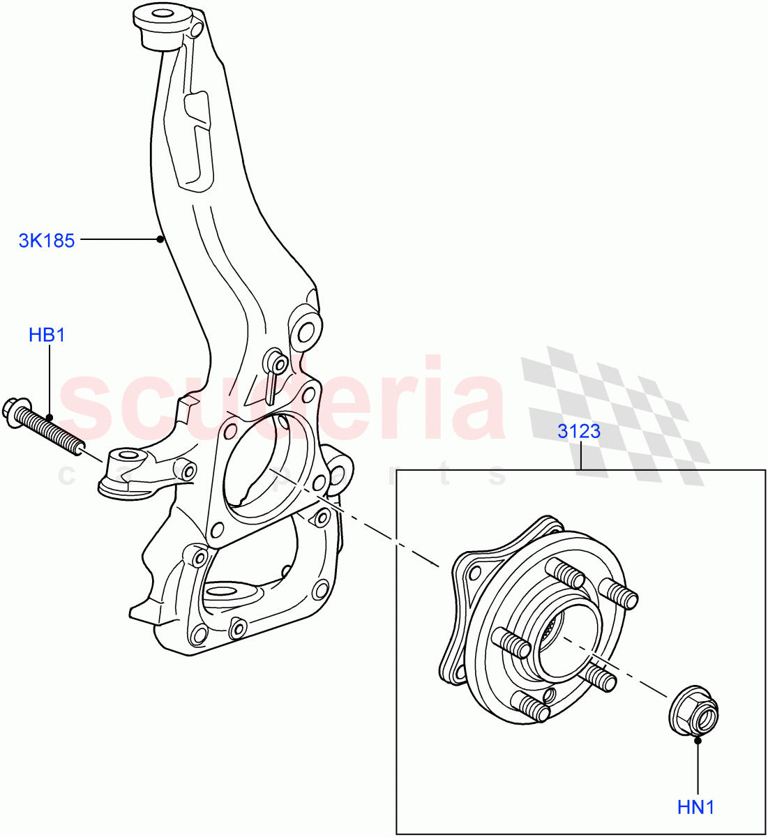 Front Knuckle And Hub((V)TO9A999999) of Land Rover Land Rover Range Rover Sport (2005-2009) [4.2 Petrol V8 Supercharged]