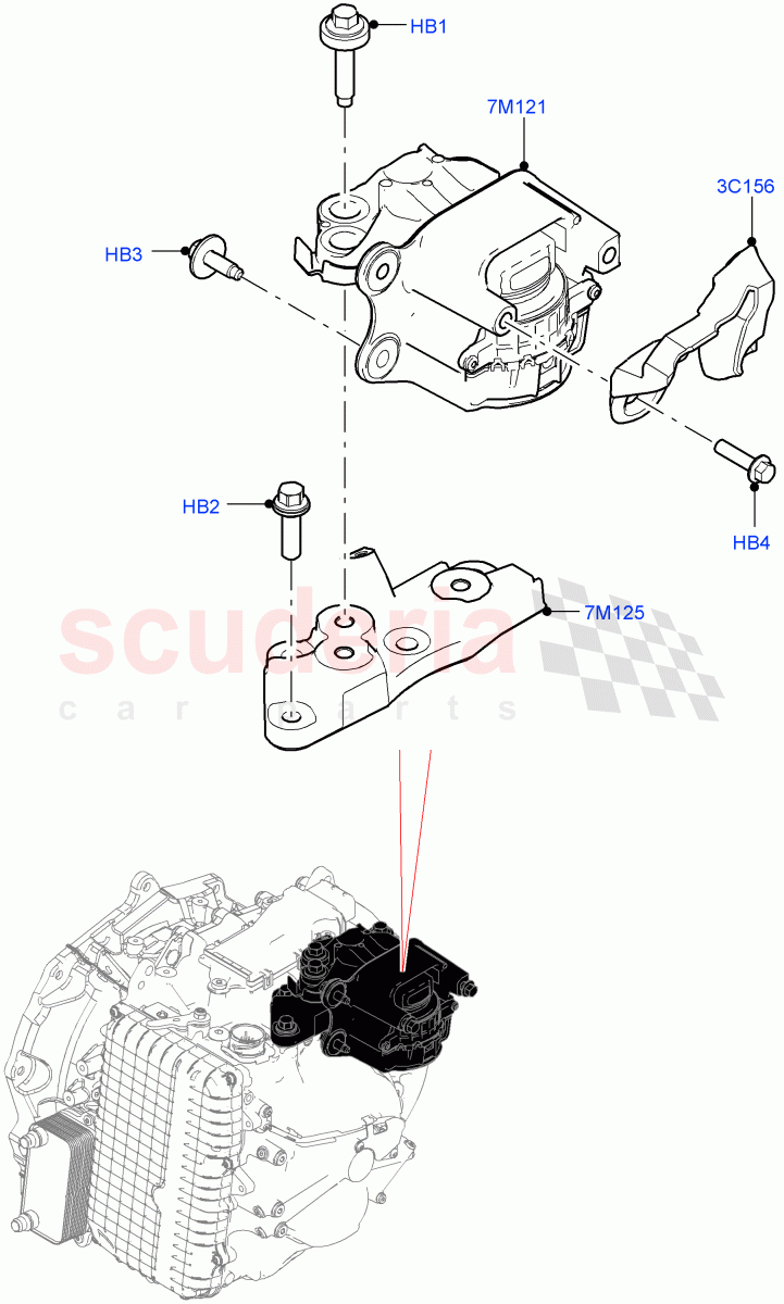Transmission Mounting (2.0L AJ20D4 Diesel LF PTA, 9 Speed Auto Trans 9HP50, Halewood (UK), 2.0L AJ20D4 Diesel High PTA, 2.0L AJ20D4 Diesel Mid PTA) of Land Rover Land Rover Range Rover Evoque (2019+) [2.0 Turbo Diesel]