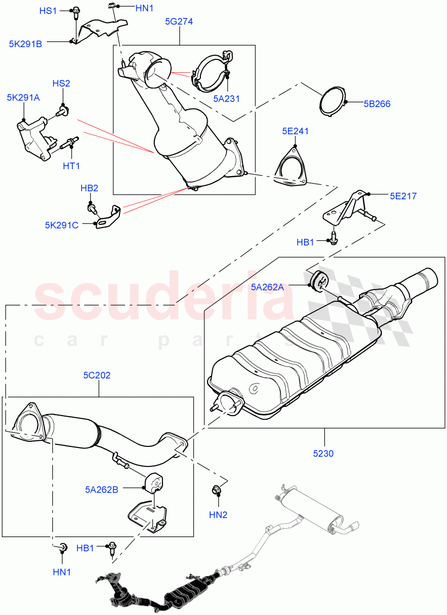 Front Exhaust System(2.0L AJ20D4 Diesel Mid PTA,Euro Stage 4 Emissions,Halewood (UK)) of Land Rover Land Rover Range Rover Evoque (2019+) [2.0 Turbo Diesel]