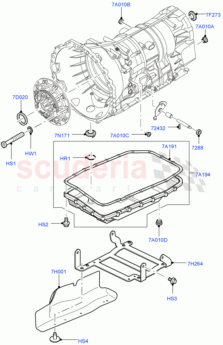 Transmission External Components(3.0 V6 Diesel,6 Speed Auto Transmission ZF 6HP28,5.0L OHC SGDI SC V8 Petrol - AJ133,5.0L OHC SGDI NA V8 Petrol - AJ133)((V)FROMAA000001) of Land Rover Land Rover Range Rover Sport (2010-2013) [3.6 V8 32V DOHC EFI Diesel]