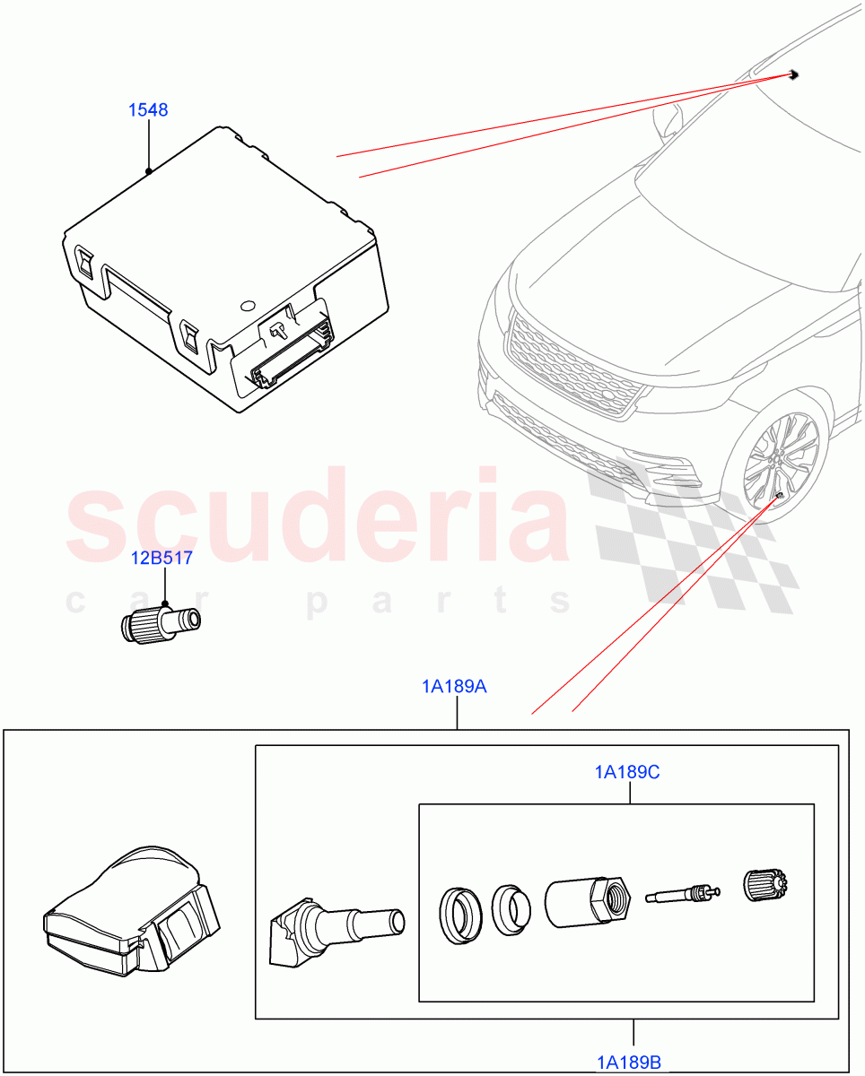 Tyre Pressure Monitor System((V)TOMA310796) of Land Rover Land Rover Range Rover Velar (2017+) [2.0 Turbo Petrol AJ200P]