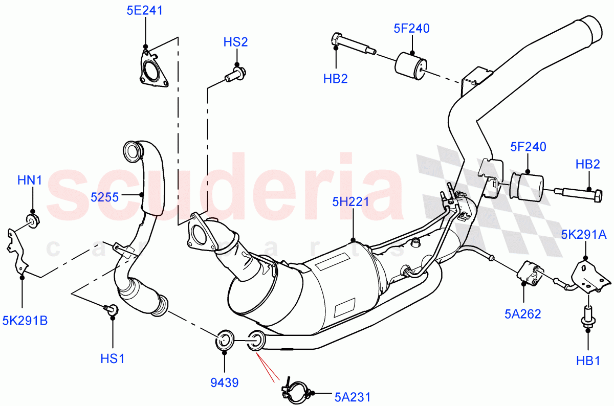 Front Exhaust System(3.0 V6 D Gen2 Mono Turbo,Proconve L6 Emissions,Stage V Plus DPF)((V)FROMFA000001) of Land Rover Land Rover Range Rover Sport (2014+) [3.0 Diesel 24V DOHC TC]