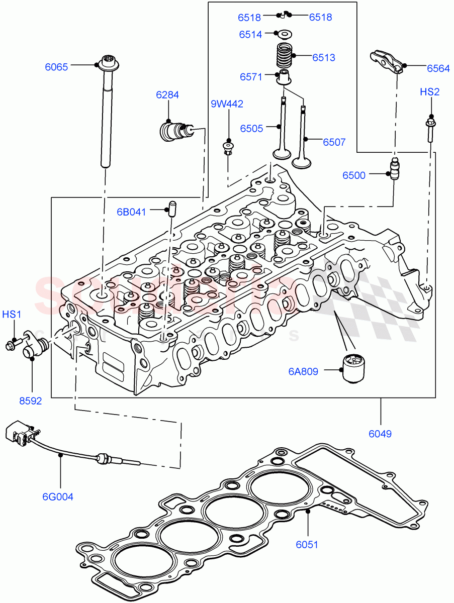 Cylinder Head(2.0L AJ21D4 Diesel Mid)((V)FROMMA000001) of Land Rover Land Rover Range Rover Velar (2017+) [2.0 Turbo Diesel AJ21D4]