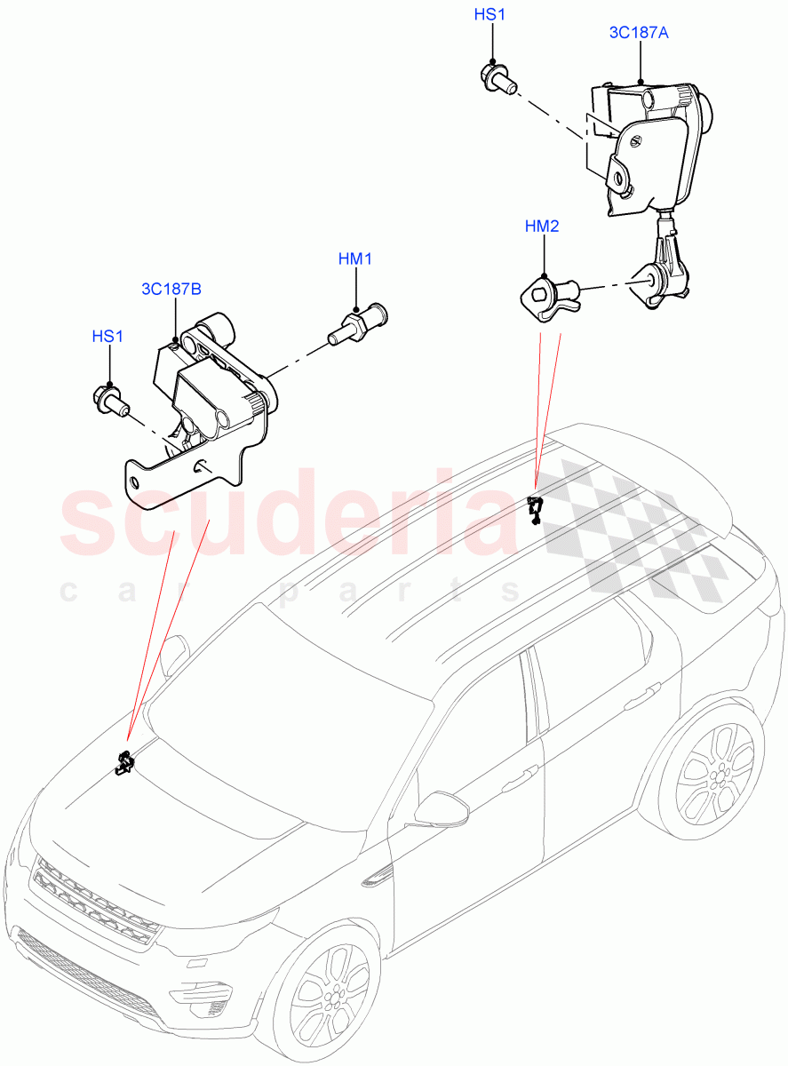 Automatic Headlamp Levelling System(Changsu (China),Less Adaptive Damping,With Adaptive Headlamps Bi Xenon,With BI - Xenon Headlamps)((V)FROMFG000001,(V)TOKG446856) of Land Rover Land Rover Discovery Sport (2015+) [2.0 Turbo Diesel AJ21D4]