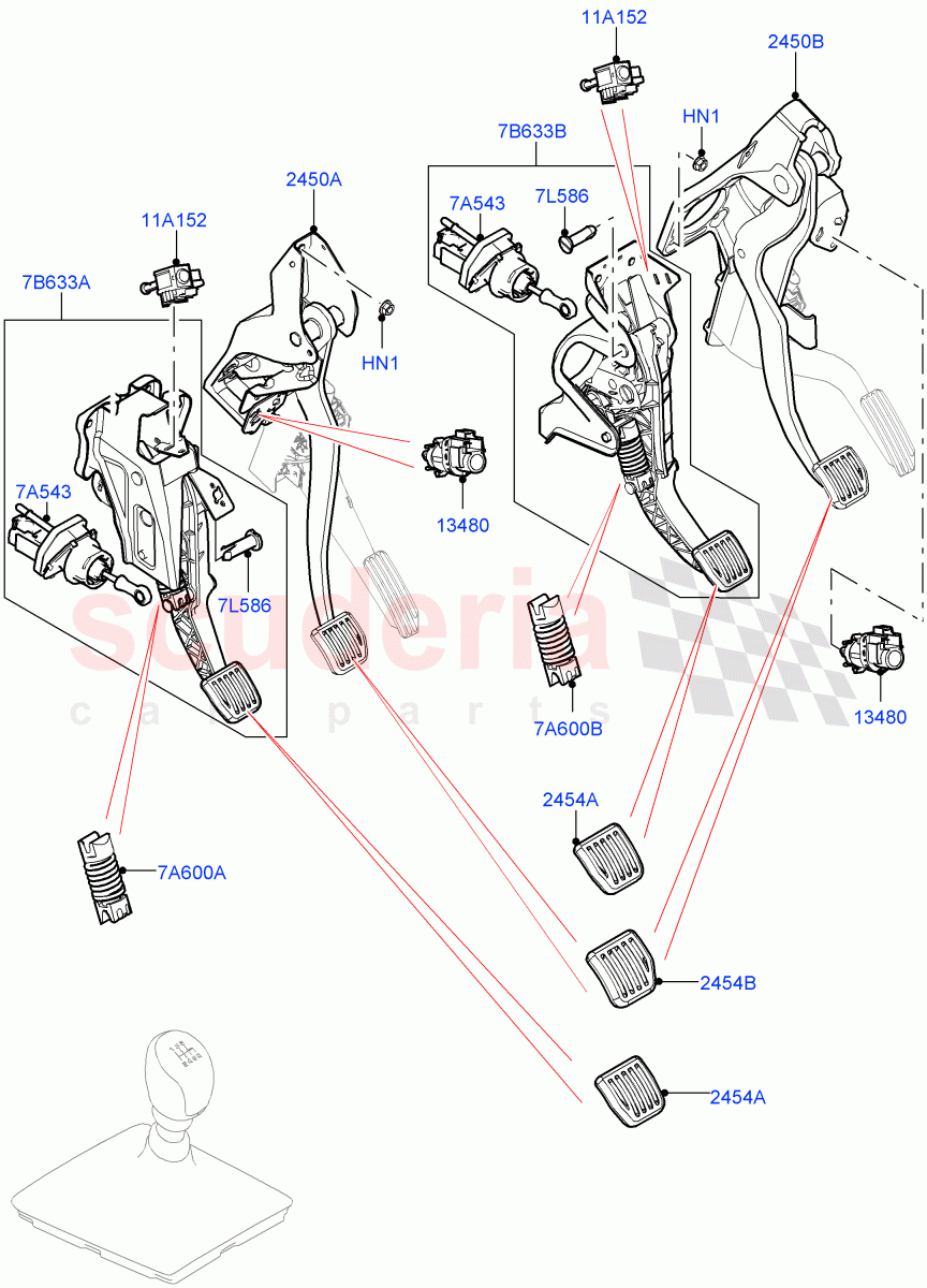 Brake And Clutch Controls(6 Speed Manual Trans BG6,Halewood (UK))((V)TOLH999999) of Land Rover Land Rover Range Rover Evoque (2019+) [2.0 Turbo Diesel AJ21D4]