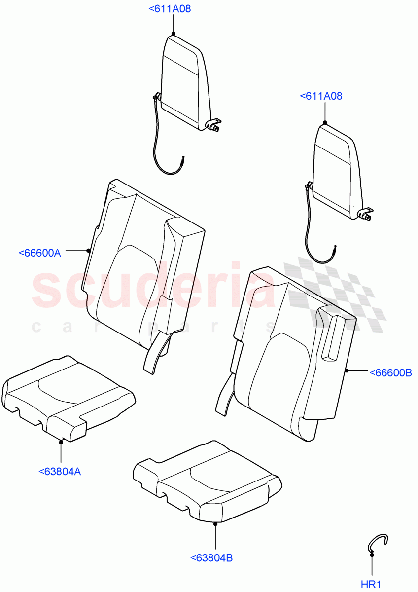 Rear Seat Covers (Standard Wheelbase, Miko Perf/ PVC, With 3rd Row Double Seat) of Land Rover Land Rover Defender (2020+) [5.0 OHC SGDI SC V8 Petrol]