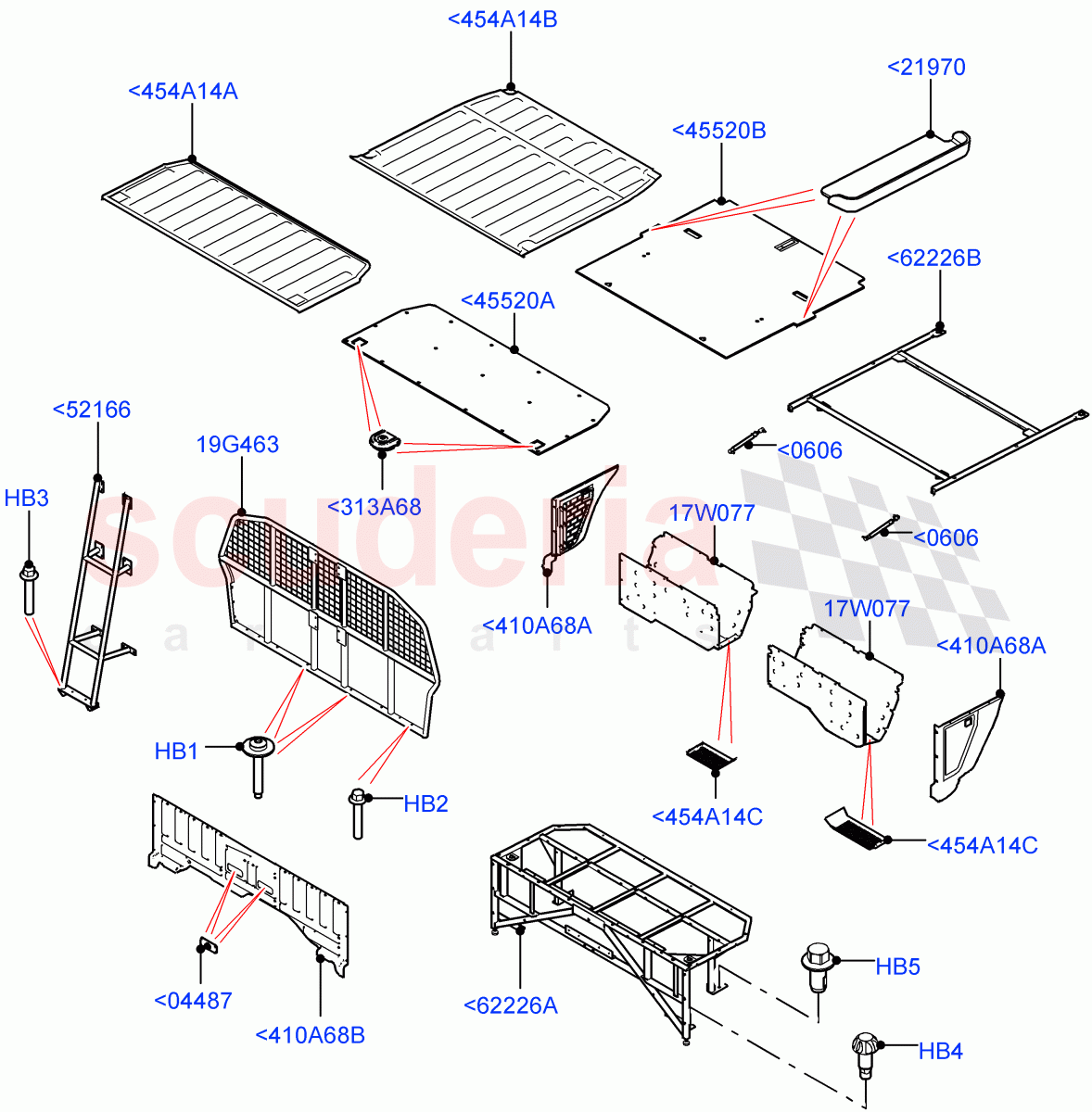 Load Compartment Trim(Commercial, Solihull Plant Build)(Version - Commercial,With 2 Seat Configuration)((V)FROMJA000001) of Land Rover Land Rover Discovery 5 (2017+) [3.0 I6 Turbo Diesel AJ20D6]