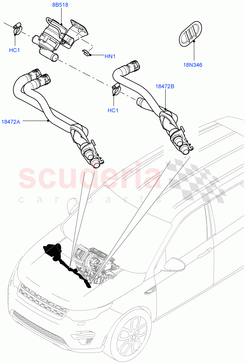 Heater Hoses (Changsu (China)) ((V) FROMFG000001, (V) TOKG446856) of Land Rover Land Rover Discovery Sport (2015+) [2.0 Turbo Diesel]
