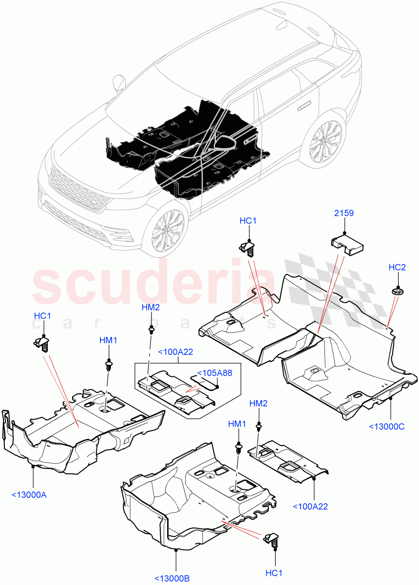 Floor Trim(Floor Carpets) of Land Rover Land Rover Range Rover Velar (2017+) [2.0 Turbo Petrol AJ200P]