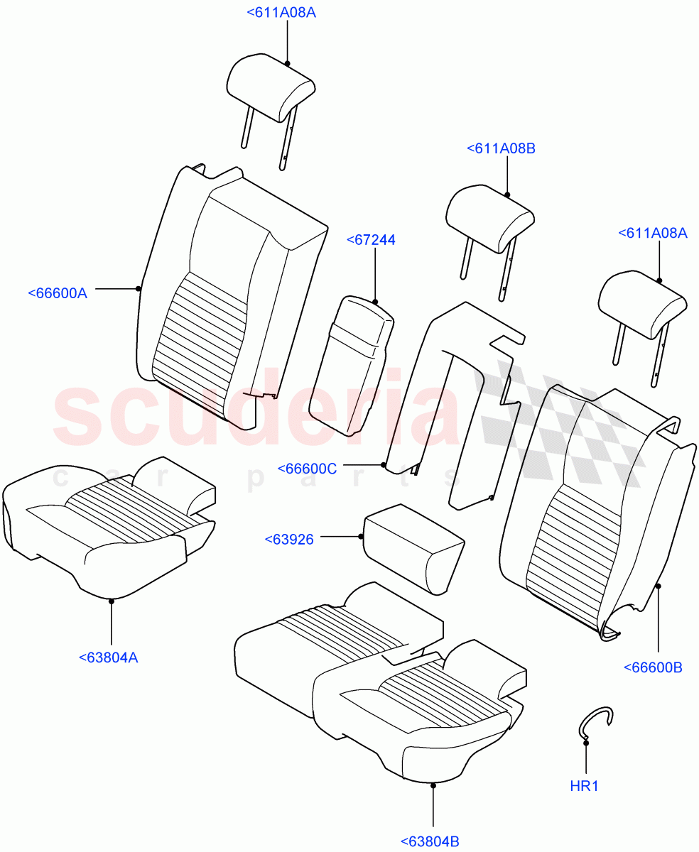 Rear Seat Covers(Grained Cloth,Halewood (UK),With 60/40 Manual Fold Thru Rr Seat)((V)TOKH999999) of Land Rover Land Rover Discovery Sport (2015+) [2.0 Turbo Diesel AJ21D4]