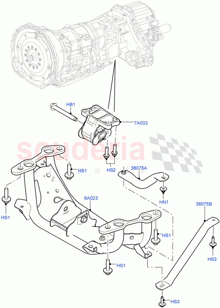 Transmission Mounting(4.4L DOHC DITC V8 Diesel)((V)FROMJA000001) of Land Rover Land Rover Range Rover (2012-2021) [4.4 DOHC Diesel V8 DITC]