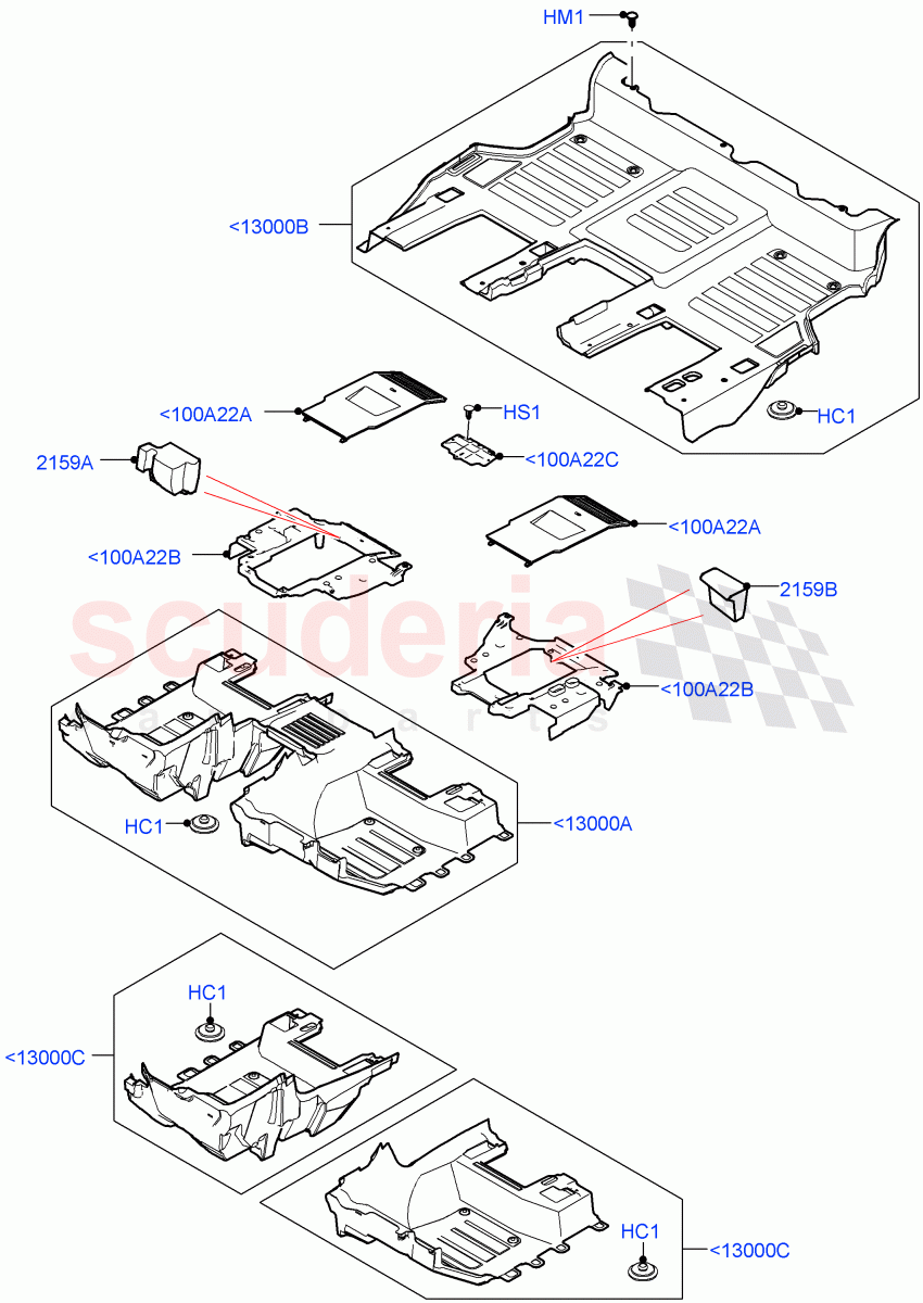 Floor Trim(Floor Carpets)(Short Wheelbase,Version - X,Version - First Edition,Version - Core,Version - X-Dynamic,Version - LE) of Land Rover Land Rover Defender (2020+) [3.0 I6 Turbo Diesel AJ20D6]