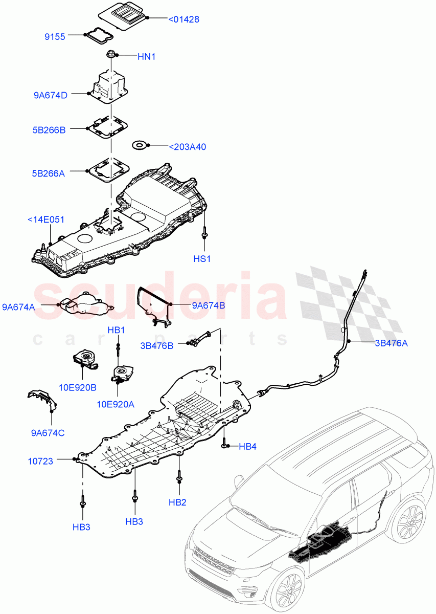 Hybrid Electrical Modules (MHEV Battery Housing, Cooling Ducts and Fans) (Halewood (UK), Electric Engine Battery-MHEV) ((V) FROMLH000001) of Land Rover Land Rover Discovery Sport (2015+) [2.0 Turbo Petrol AJ200P]