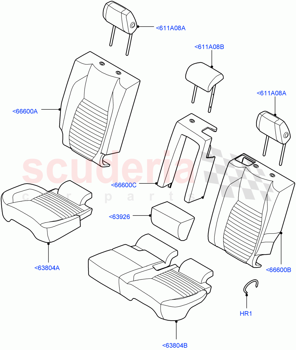 Rear Seat Covers(Taurus Leather Perforated,Halewood (UK),With 60/40 Manual Fold Thru Rr Seat,60/40 Load Through With Slide)((V)FROMPH000001) of Land Rover Land Rover Discovery Sport (2015+) [2.0 Turbo Petrol AJ200P]