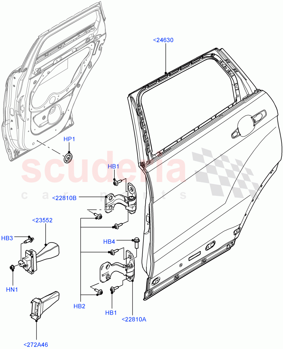 Rear Doors, Hinges & Weatherstrips(Door And Fixings)(5 Door,Halewood (UK)) of Land Rover Land Rover Range Rover Evoque (2012-2018) [2.0 Turbo Diesel]