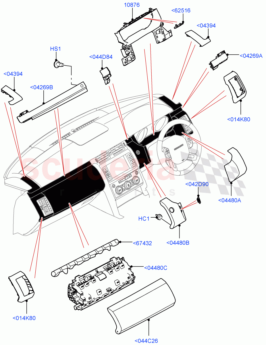 Instrument Panel(Centre, External Components, Solihull Plant Build)((V)FROMHA000001) of Land Rover Land Rover Discovery 5 (2017+) [3.0 I6 Turbo Diesel AJ20D6]