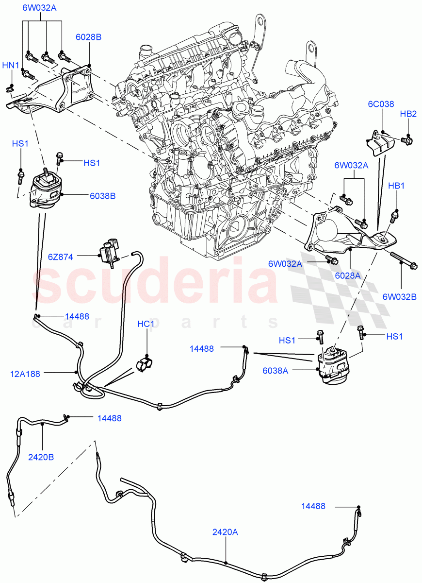 Engine Mounting(3.6L V8 32V DOHC EFi Diesel Lion,4.4L DOHC DITC V8 Diesel)((V)FROMAA000001) of Land Rover Land Rover Range Rover (2010-2012) [3.6 V8 32V DOHC EFI Diesel]