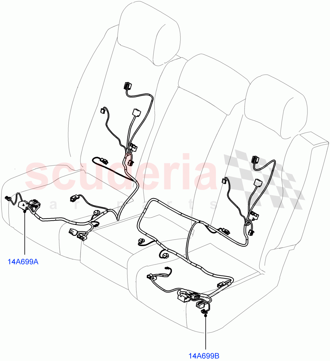 Wiring - Seats(Rear Seats)((V)TOHA999999) of Land Rover Land Rover Range Rover Sport (2014+) [5.0 OHC SGDI SC V8 Petrol]