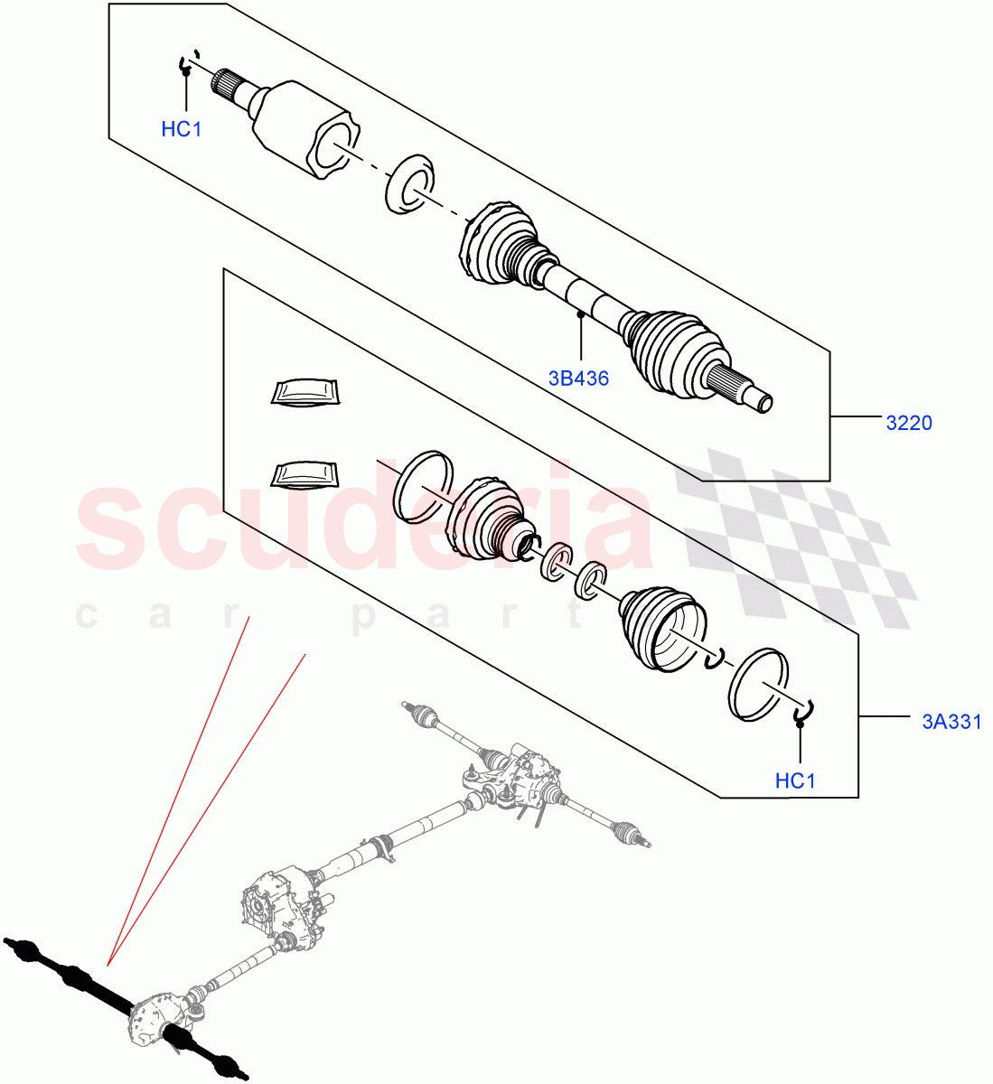 Drive Shaft - Front Axle Drive(Driveshaft)(3.0L AJ20D6 Diesel High)((V)FROMM2000001) of Land Rover Land Rover Defender (2020+) [2.0 Turbo Petrol AJ200P]