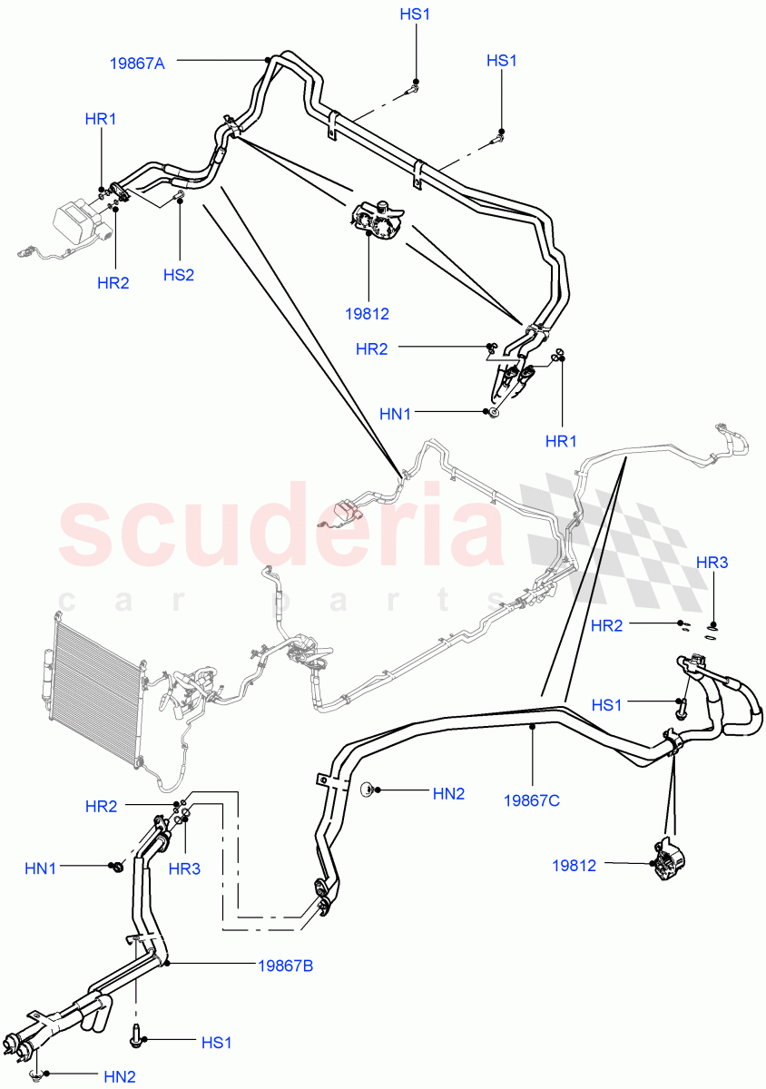 Air Conditioning Condensr/Compressr(Rear)(Premium Air Con Hybrid Front/Rear)((V)FROMEA000001,(V)TOHA999999) of Land Rover Land Rover Range Rover (2012-2021) [2.0 Turbo Petrol AJ200P]