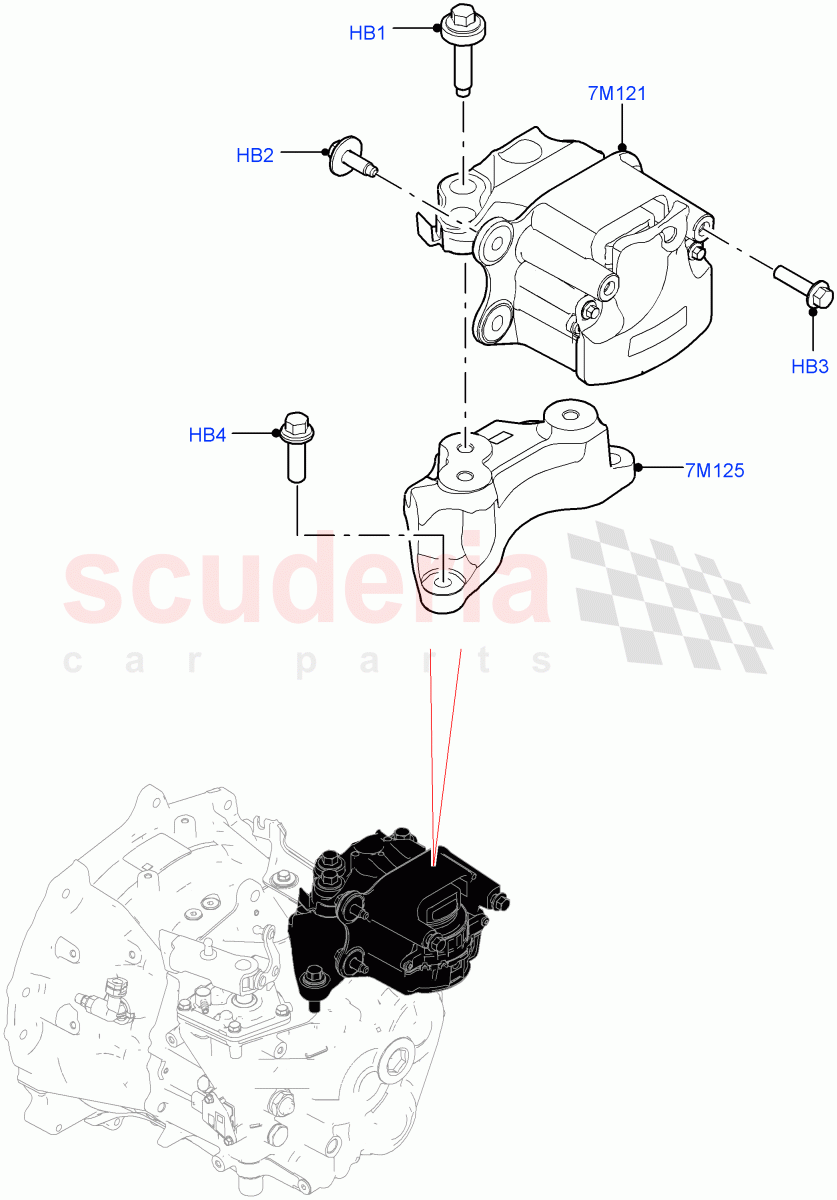 Transmission Mounting(2.0L AJ21D4 Diesel Mid,6 Speed Manual Trans BG6,Halewood (UK))((V)FROMMH000001) of Land Rover Land Rover Range Rover Evoque (2019+) [1.5 I3 Turbo Petrol AJ20P3]