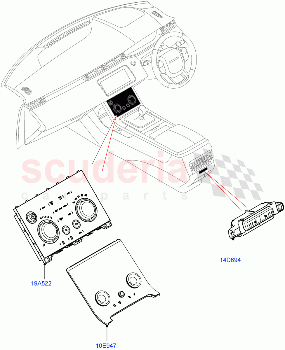 Heater & Air Conditioning Controls (Halewood (UK)) of Land Rover Land Rover Range Rover Evoque (2019+) [1.5 I3 Turbo Petrol AJ20P3]