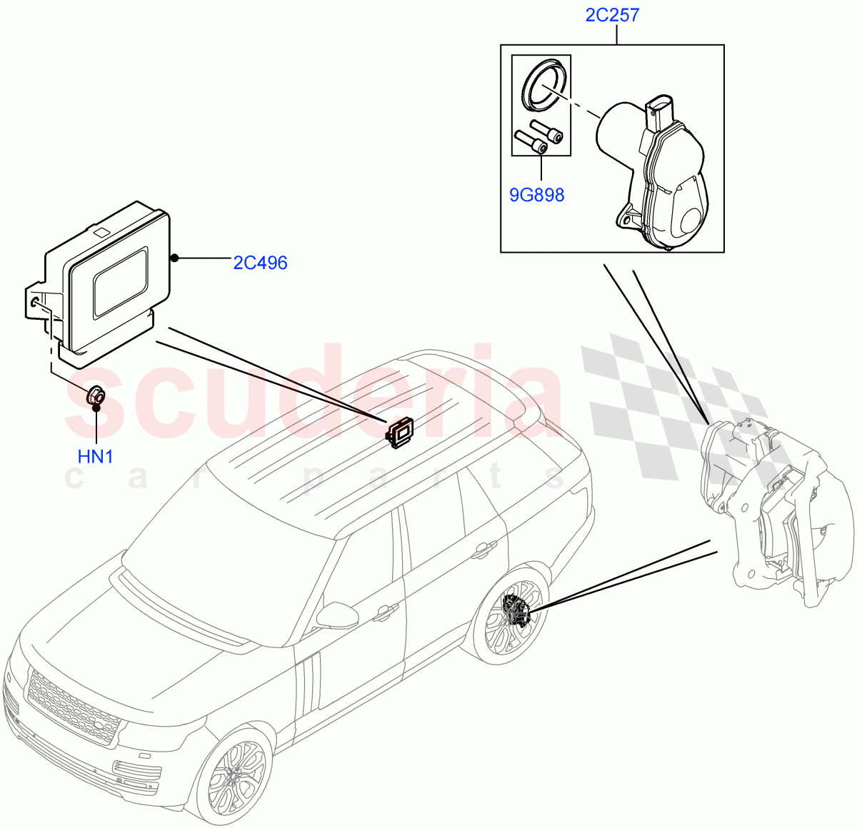 Parking Brake(Electric Parking Brake Actuator And Cables) of Land Rover Land Rover Range Rover (2012-2021) [4.4 DOHC Diesel V8 DITC]