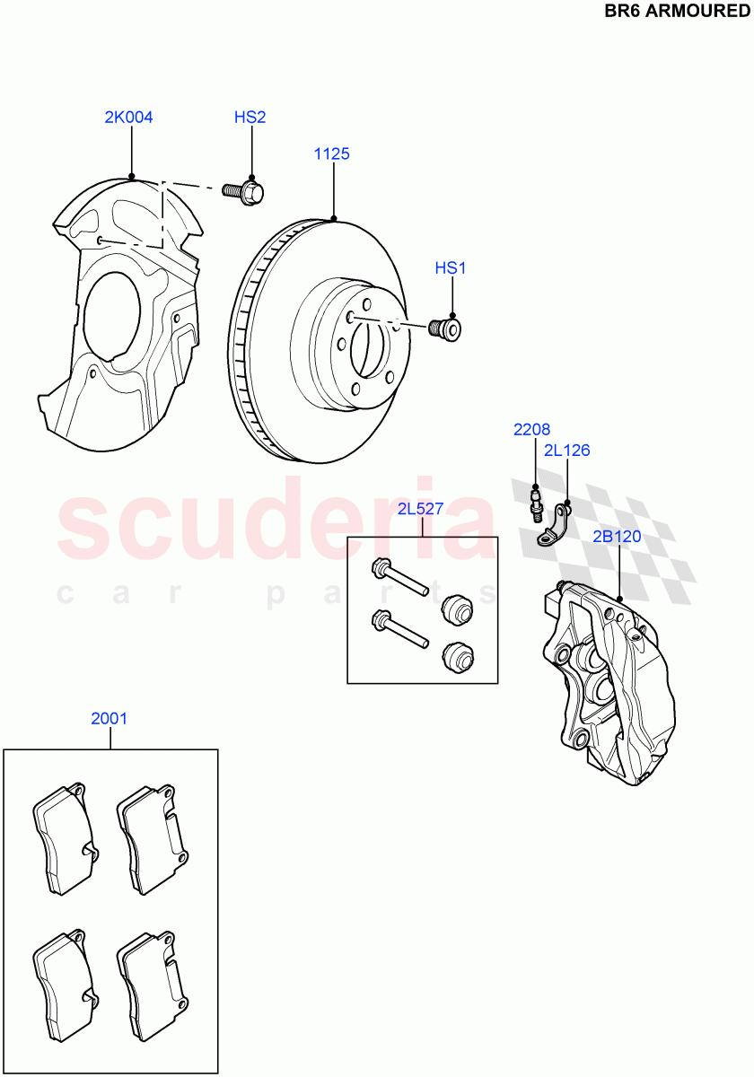 Front Brake Discs And Calipers(With B6 Level Armouring)((V)FROMAA000001) of Land Rover Land Rover Discovery 4 (2010-2016) [2.7 Diesel V6]