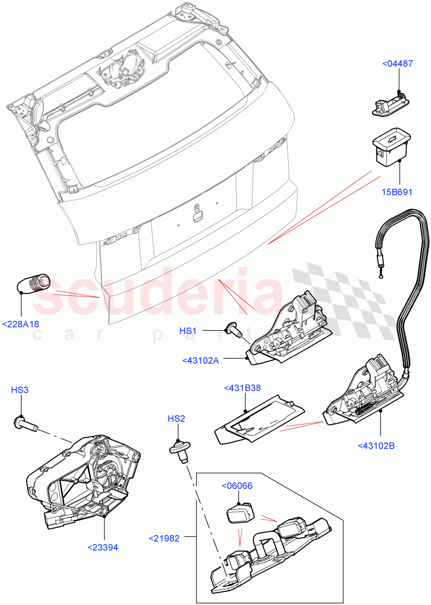 Luggage Compt/Tailgte Lock Controls(3 Door,Halewood (UK),5 Door) of Land Rover Land Rover Range Rover Evoque (2012-2018) [2.0 Turbo Petrol AJ200P]