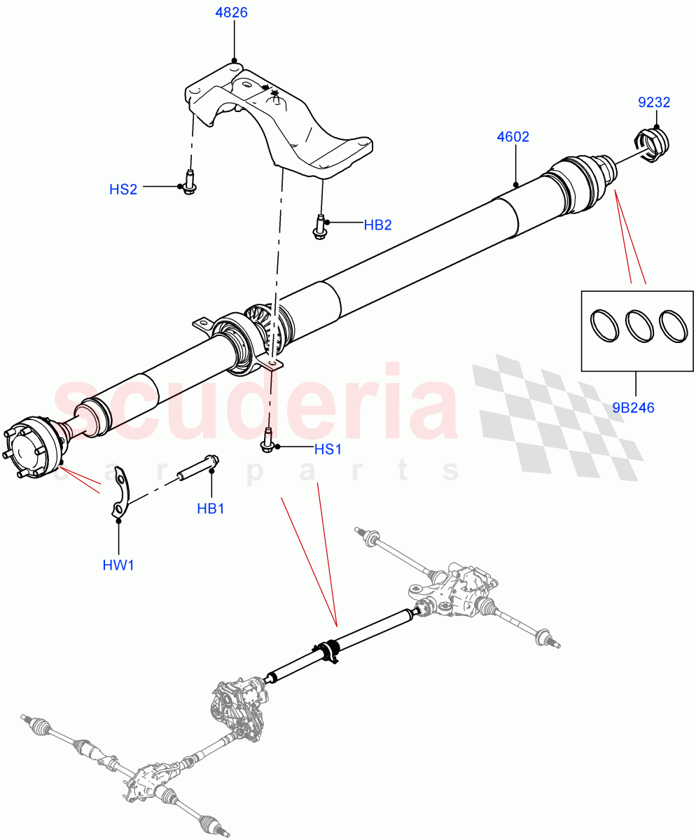 Drive Shaft - Rear Axle Drive(Propshaft)(Standard Wheelbase,Long Wheelbase)((V)FROMM2000001) of Land Rover Land Rover Defender (2020+) [3.0 I6 Turbo Diesel AJ20D6]