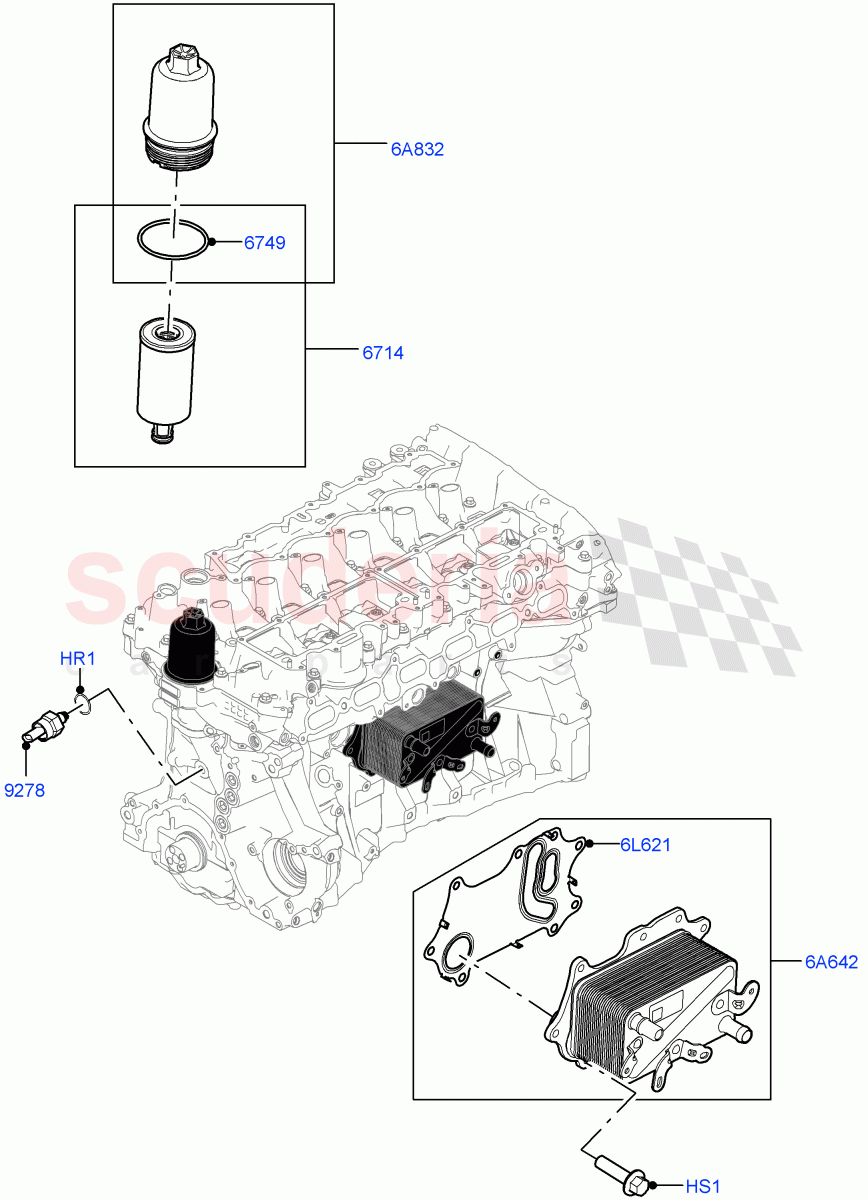 Oil Cooler And Filter (3.0L AJ20P6 Petrol High) ((V) FROMKA000001) of Land Rover Land Rover Range Rover Sport (2014+) [3.0 I6 Turbo Petrol AJ20P6]