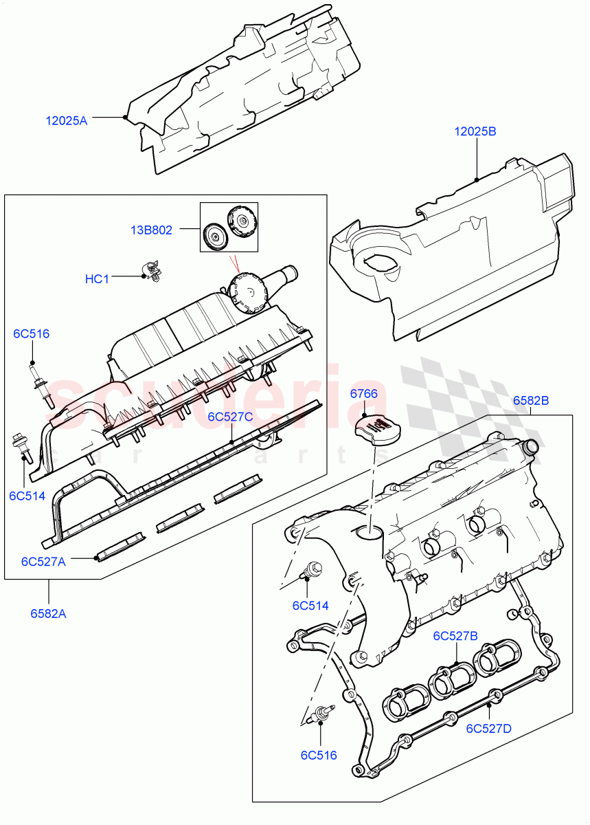 Cylinder Head Cover (Nitra Plant Build) (3.0L DOHC GDI SC V6 PETROL) ((V) FROMK2000001) of Land Rover Land Rover Discovery 5 (2017+) [3.0 DOHC GDI SC V6 Petrol]