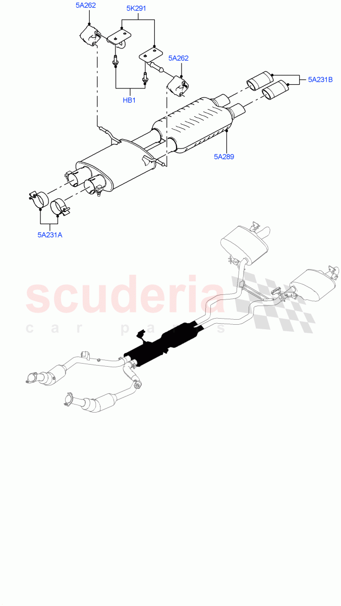 Exhaust System(Middle Section)(3.0L DOHC GDI SC V6 PETROL)((V)TOEA309009) of Land Rover Land Rover Range Rover Sport (2014+) [3.0 DOHC GDI SC V6 Petrol]