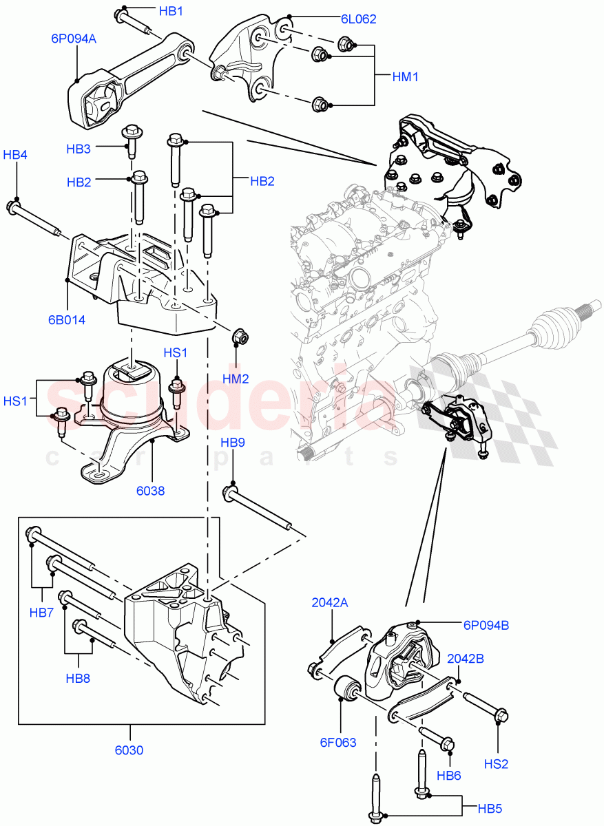 Engine Mounting(2.2L CR DI 16V Diesel,Halewood (UK)) of Land Rover Land Rover Discovery Sport (2015+) [1.5 I3 Turbo Petrol AJ20P3]