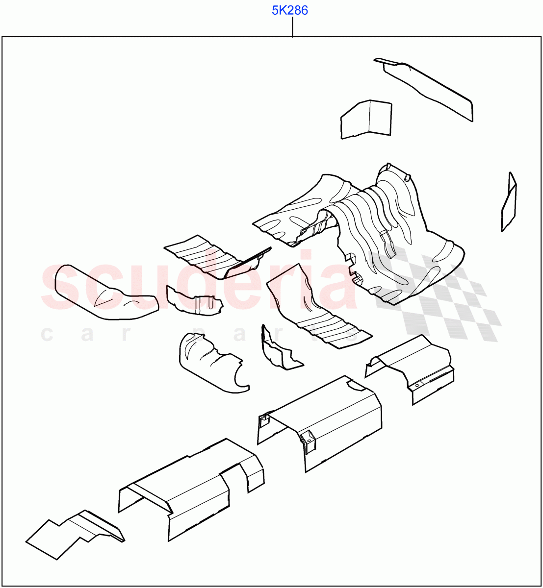 Floor Pan - Centre And Rear(Heatshield, Steel Floor)(Armoured)((V)FROMJA000001) of Land Rover Land Rover Range Rover (2012-2021) [5.0 OHC SGDI SC V8 Petrol]