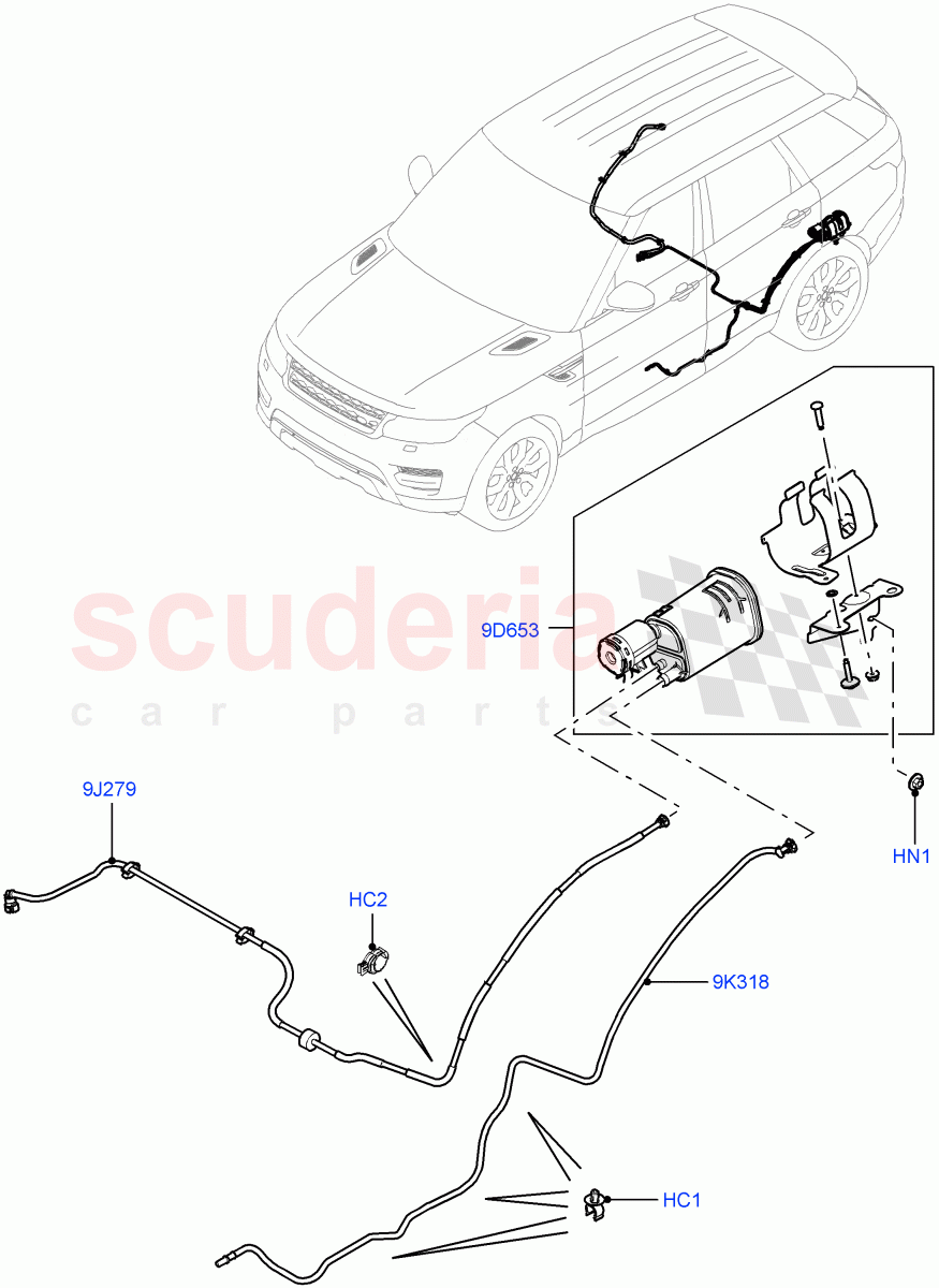 Fuel Lines(Rear)(5.0L OHC SGDI SC V8 Petrol - AJ133,Fuel Tank Filler Neck - Unleaded,5.0L P AJ133 DOHC CDA S/C Enhanced,5.0 Petrol AJ133 DOHC CDA)((V)TOJA999999) of Land Rover Land Rover Range Rover Sport (2014+) [5.0 OHC SGDI SC V8 Petrol]