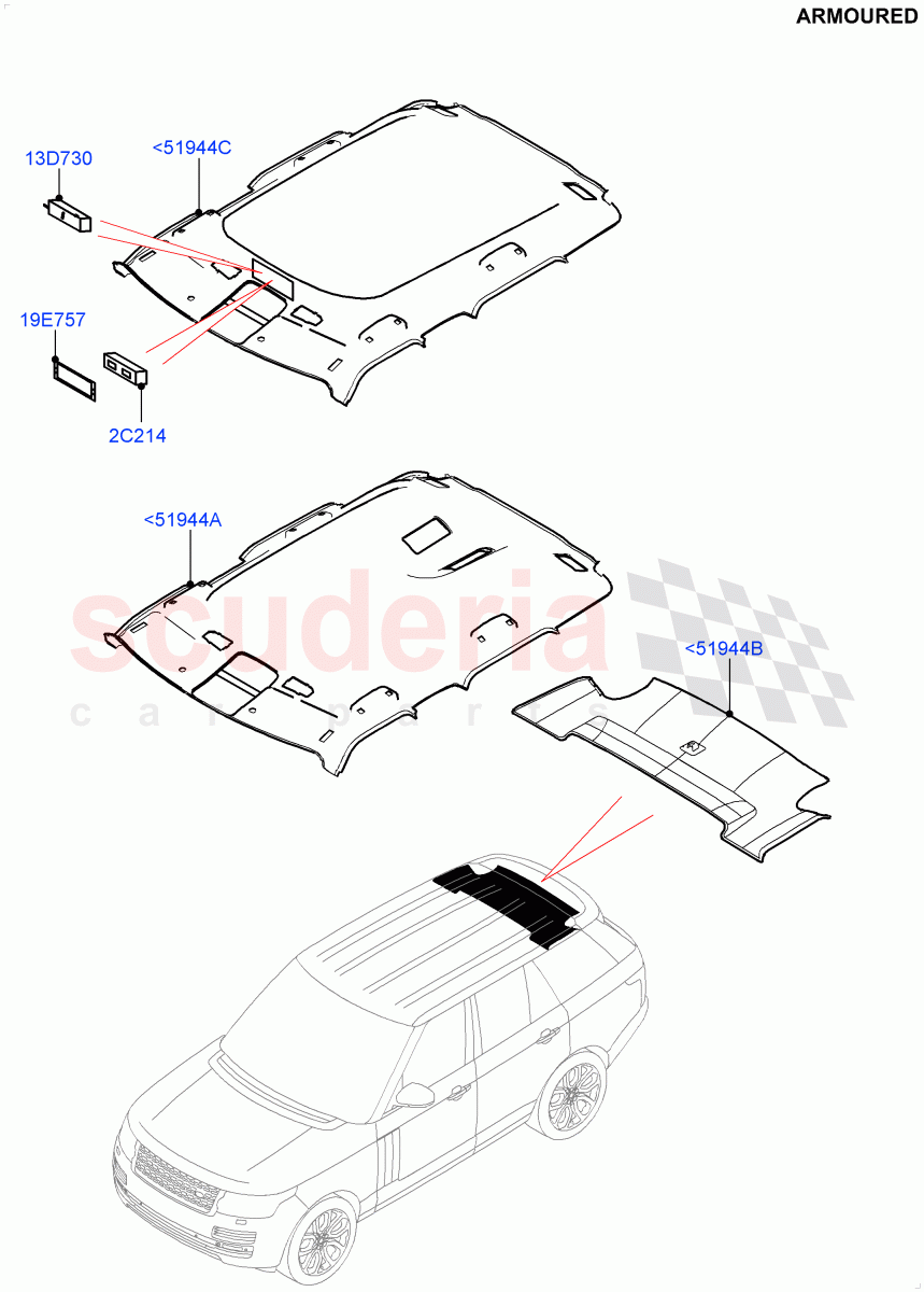 Headlining And Sun Visors(Armoured)((V)FROMEA000001) of Land Rover Land Rover Range Rover (2012-2021) [2.0 Turbo Petrol GTDI]