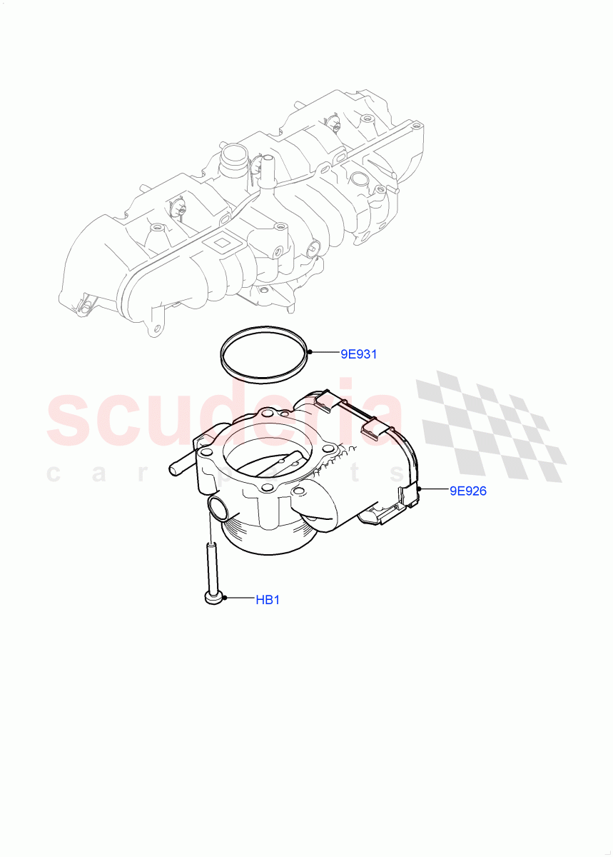 Throttle Housing (Solihull Plant Build) (2.0L I4 Mid DOHC AJ200 Petrol, 2.0L I4 High DOHC AJ200 Petrol, 2.0L AJ200P Hi PHEV) ((V) FROMHA000001) of Land Rover Land Rover Discovery 5 (2017+) [2.0 Turbo Petrol AJ200P]