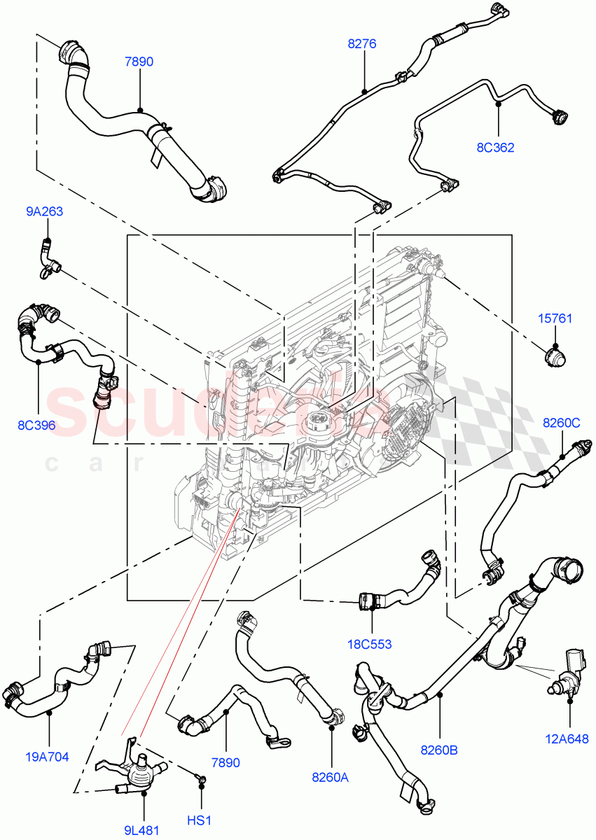 Cooling System Pipes And Hoses(2.0L AJ21D4 Diesel Mid)((V)FROMMA000001) of Land Rover Land Rover Range Rover Velar (2017+) [2.0 Turbo Diesel AJ21D4]