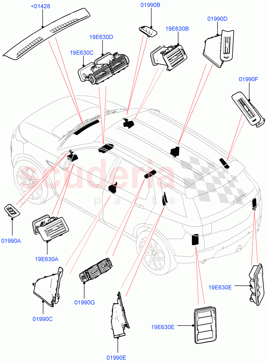 Air Vents, Louvres And Ducts (External Components) (Changsu (China)) ((V) FROMFG000001) of Land Rover Land Rover Discovery Sport (2015+) [1.5 I3 Turbo Petrol AJ20P3]