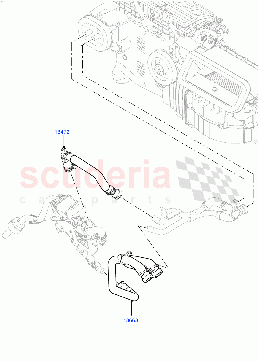 Heater Hoses(Front)(4.4L DOHC DITC V8 Diesel,With Fuel Fired Heater)((V)FROMJA000001,(V)TOJA999999) of Land Rover Land Rover Range Rover Sport (2014+) [3.0 I6 Turbo Diesel AJ20D6]