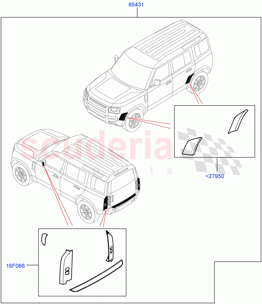 Accessory Pack(Chequered Body Protection Kit)(Standard Wheelbase) of Land Rover Land Rover Defender (2020+) [3.0 I6 Turbo Diesel AJ20D6]