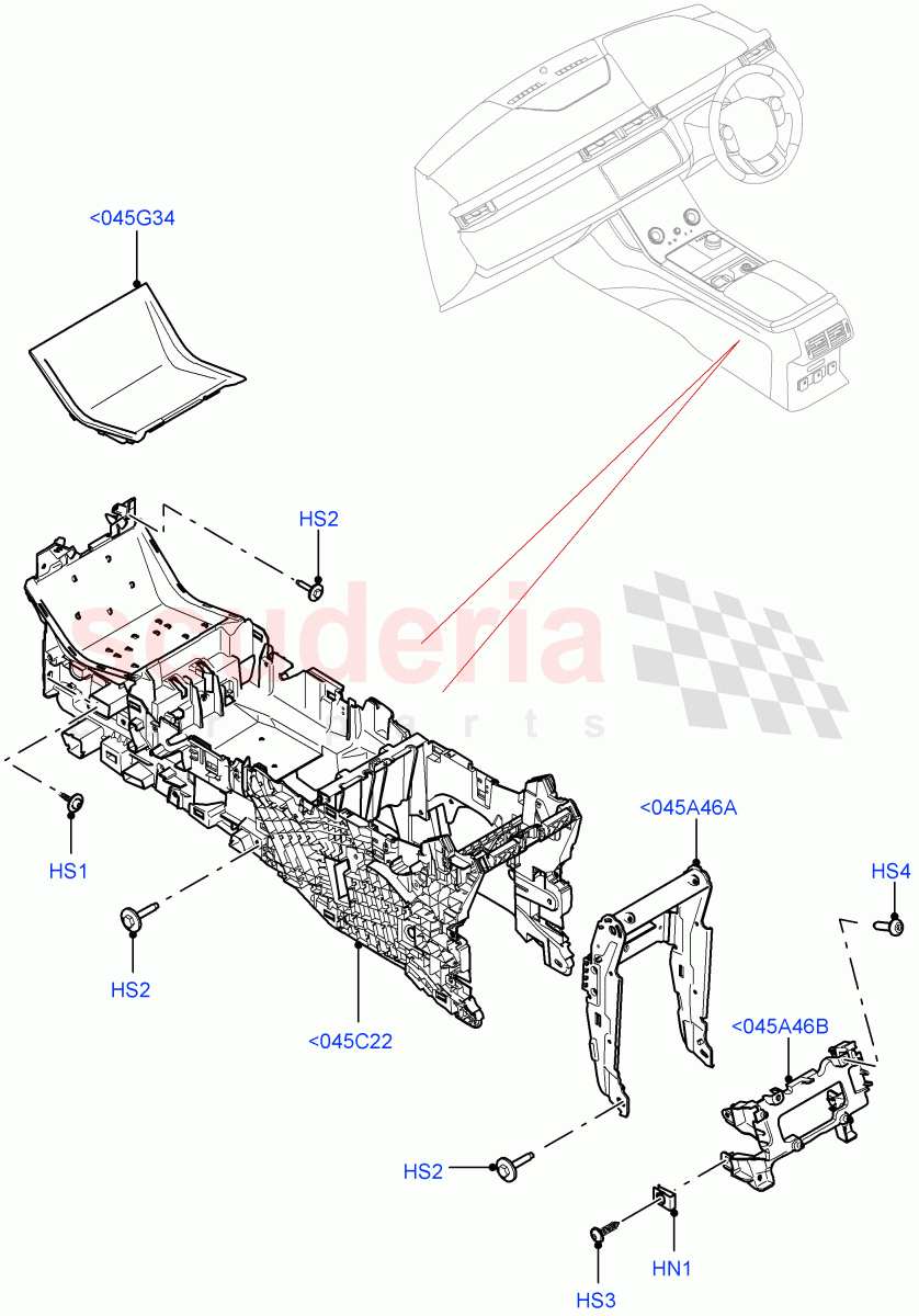 Console - Floor(Internal Components) of Land Rover Land Rover Range Rover Velar (2017+) [2.0 Turbo Diesel AJ21D4]