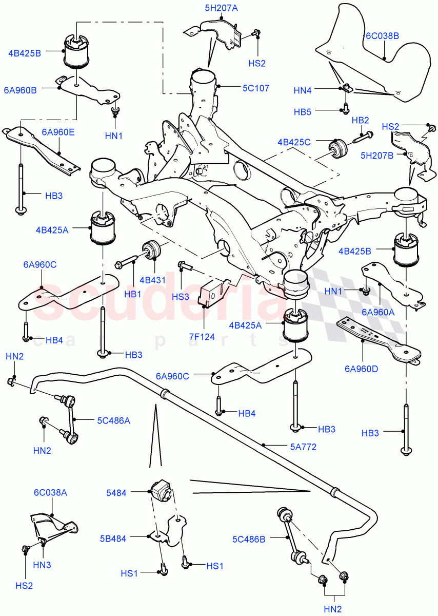 Rear Cross Member & Stabilizer Bar (Changsu (China)) ((V) FROMFG000001, (V) TOKG446856) of Land Rover Land Rover Discovery Sport (2015+) [2.0 Turbo Diesel]