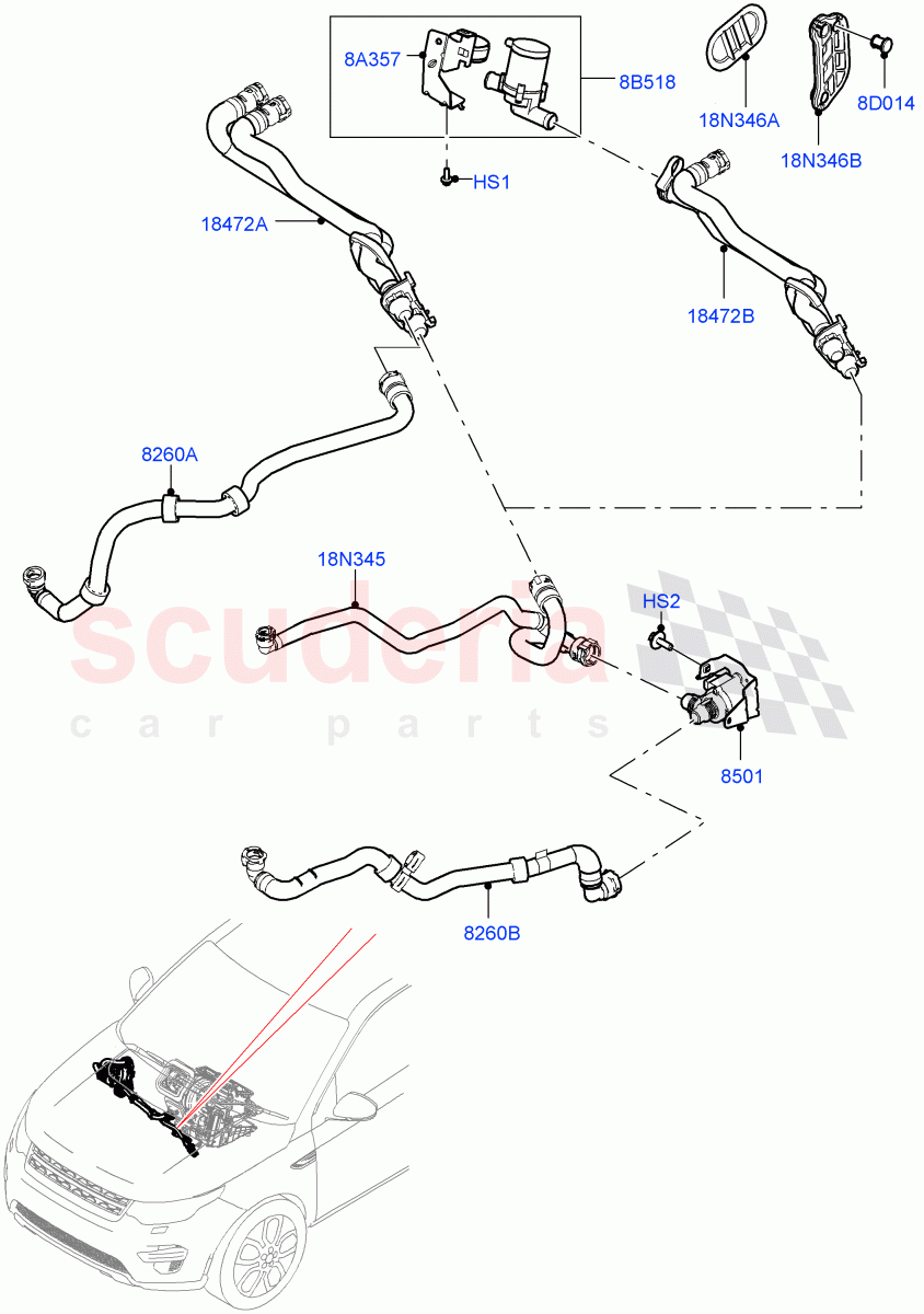 Heater Hoses(2.0L AJ20P4 Petrol High PTA,Changsu (China),2.0L AJ20P4 Petrol Mid PTA)((V)FROMKG446857) of Land Rover Land Rover Discovery Sport (2015+) [1.5 I3 Turbo Petrol AJ20P3]