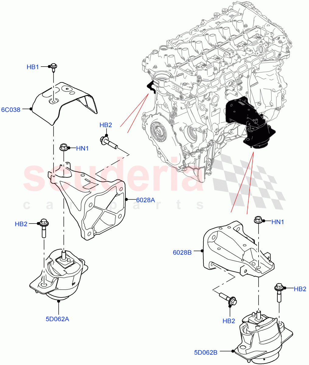 Engine Mounting (3.0L AJ20P6 Petrol High) ((V) FROMMA000001) of Land Rover Land Rover Range Rover Velar (2017+) [2.0 Turbo Diesel]