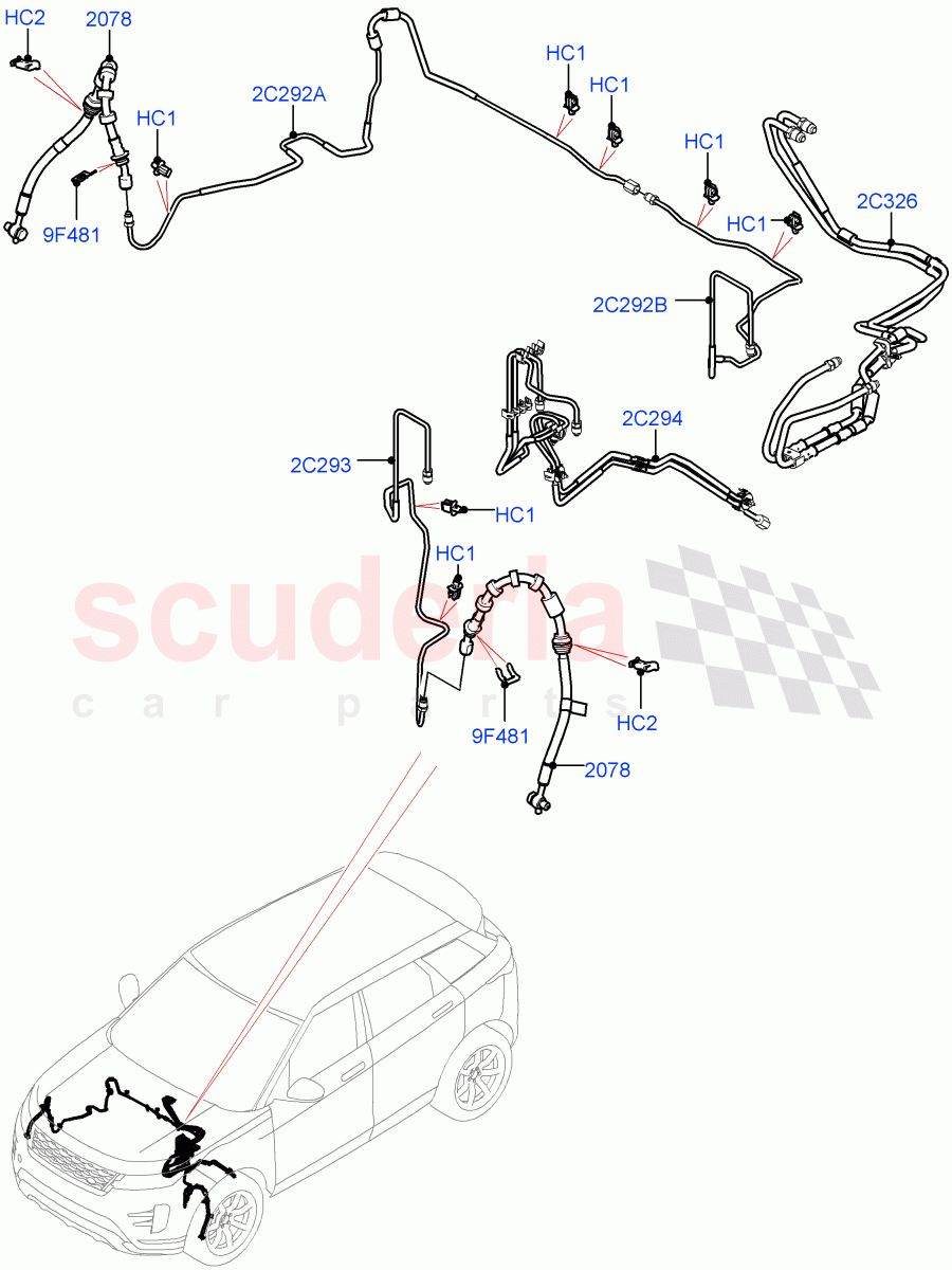 Front Brake Pipes(Changsu (China),Electric Engine Battery-MHEV,Less Electric Engine Battery) of Land Rover Land Rover Range Rover Evoque (2019+) [1.5 I3 Turbo Petrol AJ20P3]