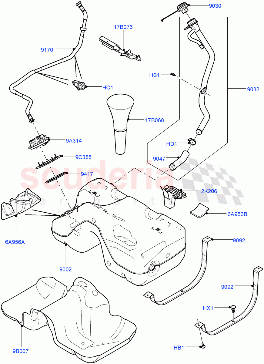 Fuel Tank & Related Parts (2.2L CR DI 16V Diesel) of Land Rover Land Rover Range Rover Evoque (2012-2018) [2.2 Single Turbo Diesel]