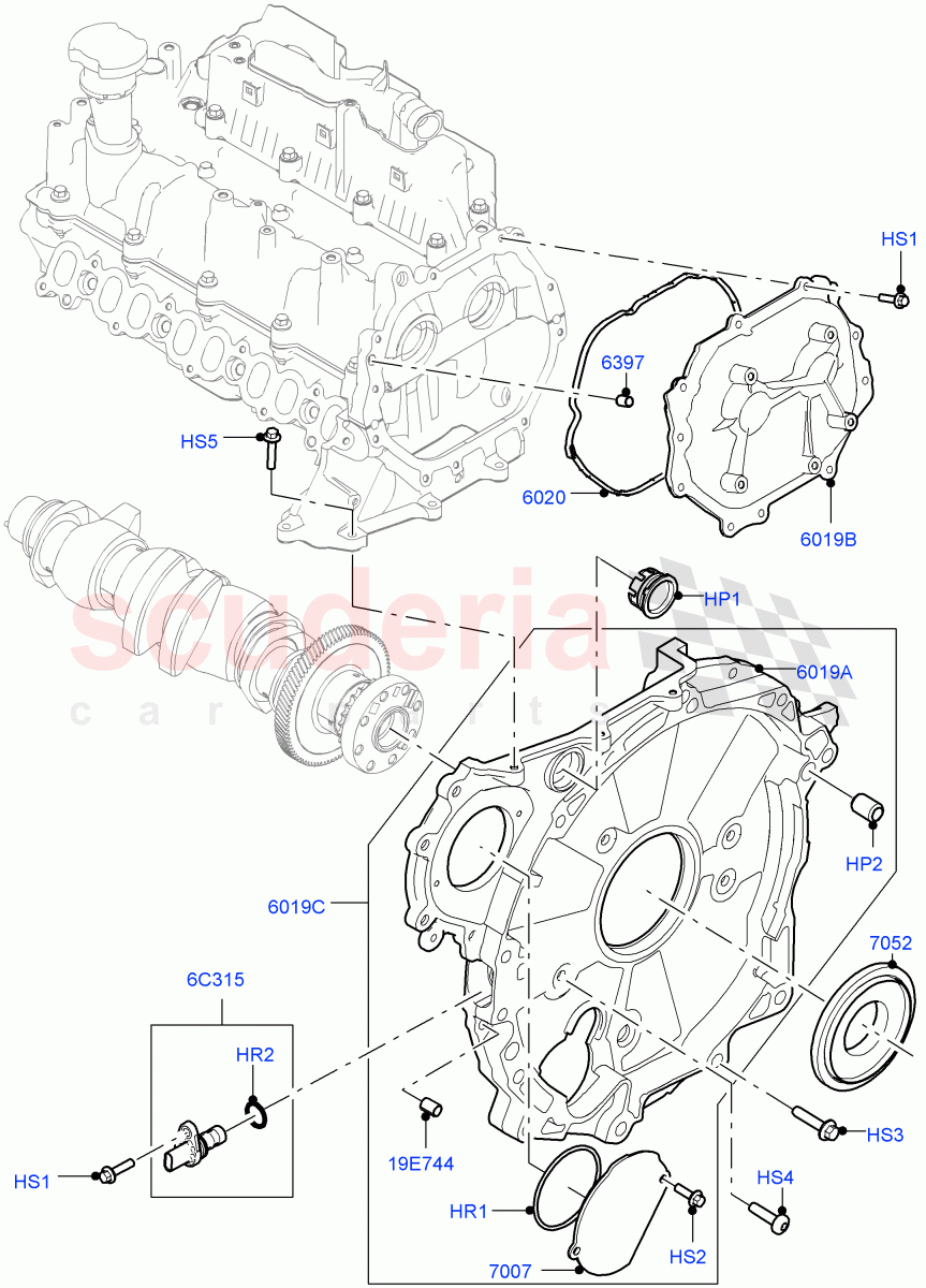 Timing Gear Covers(2.0L AJ21D4 Diesel Mid,Halewood (UK))((V)FROMMH000001) of Land Rover Land Rover Discovery Sport (2015+) [2.0 Turbo Diesel AJ21D4]